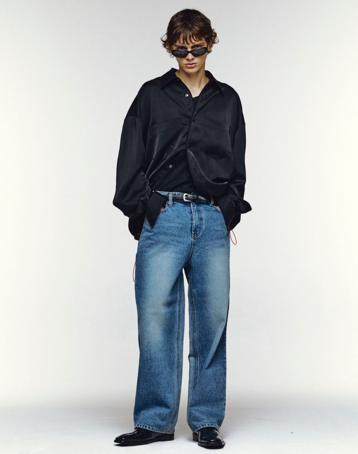 오디너리피플(ORDINARY PEOPLE) Re : Satin Motion Shirt [BLACK]
