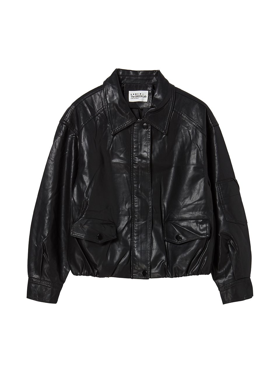 MUSINSA | THE GREEN LAB FAUX leather blouson jacket [Black]