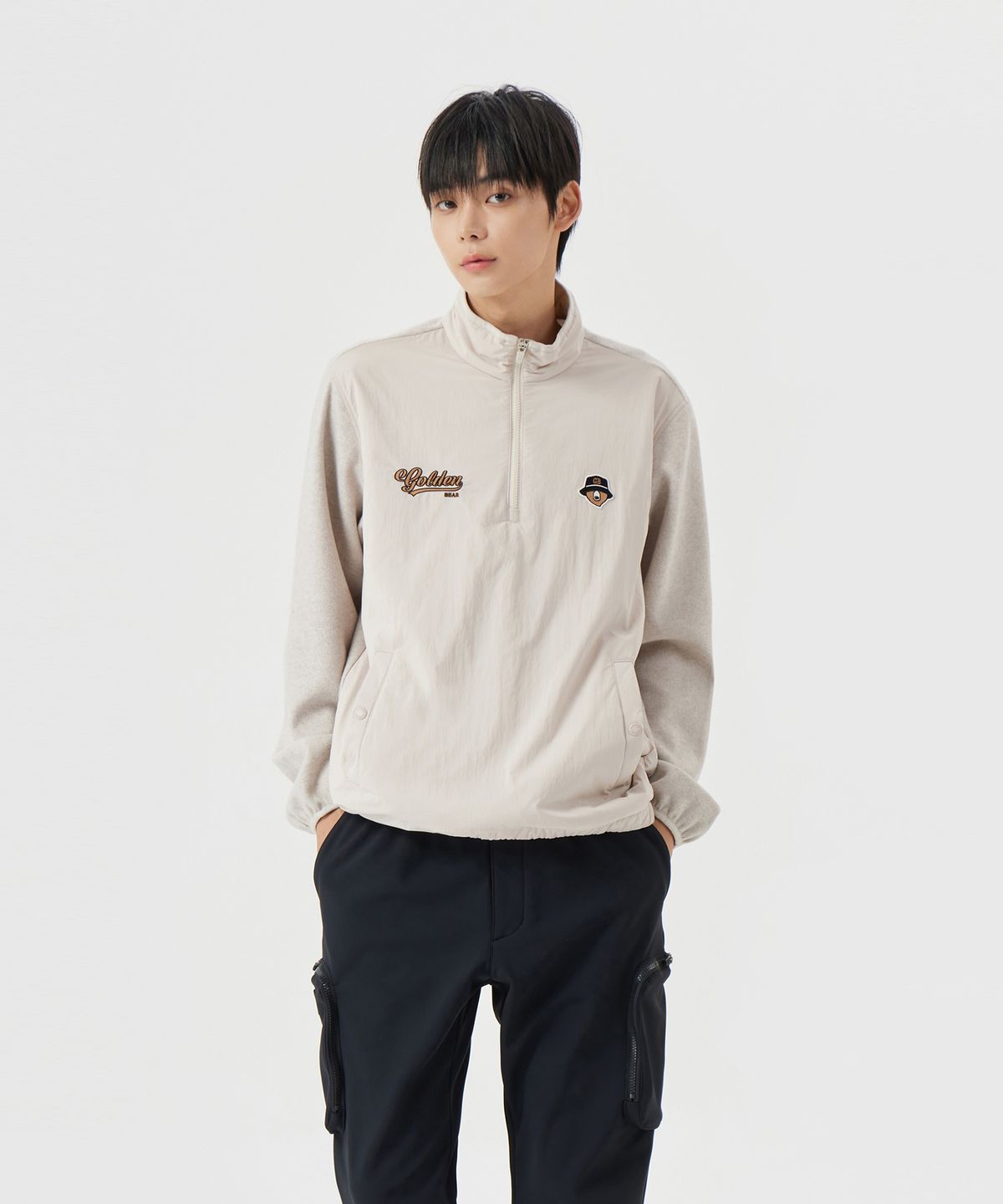 골든베어(GOLDEN BEAR) Fleece Hybrid Half Zip Jumper G4UAW25811BEX