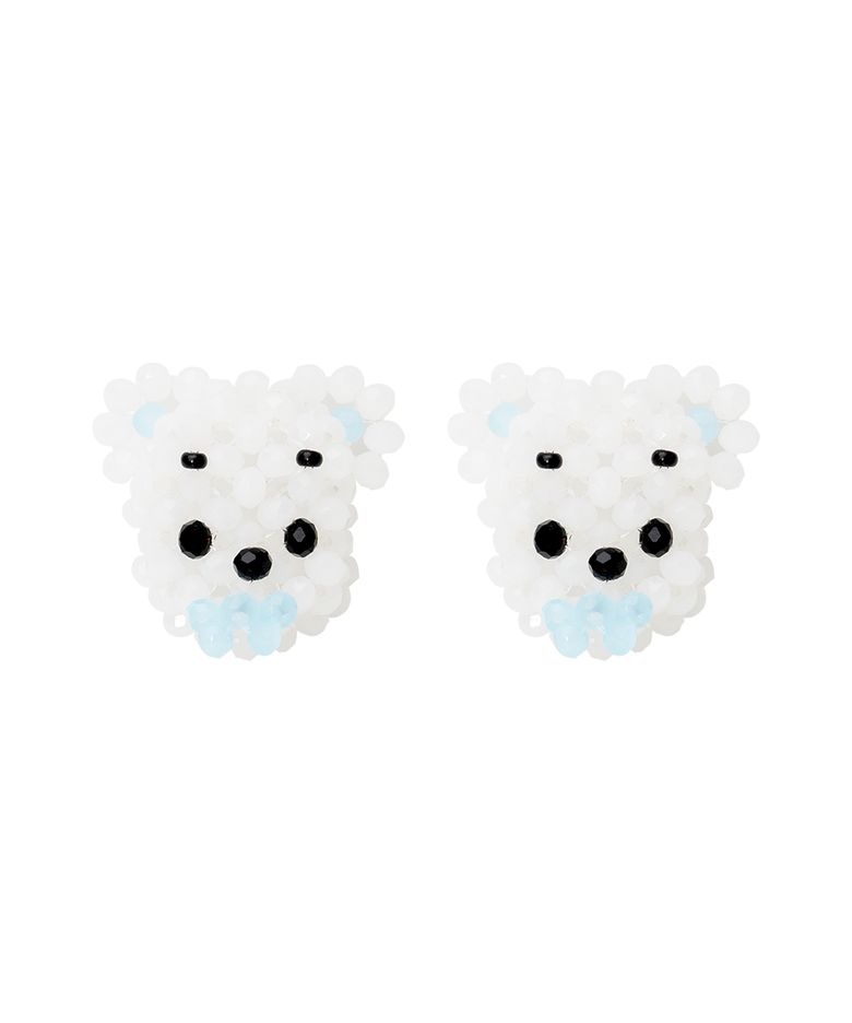 [스윙셋 X 영아트] 푸키 비즈 이어링 (화이트)