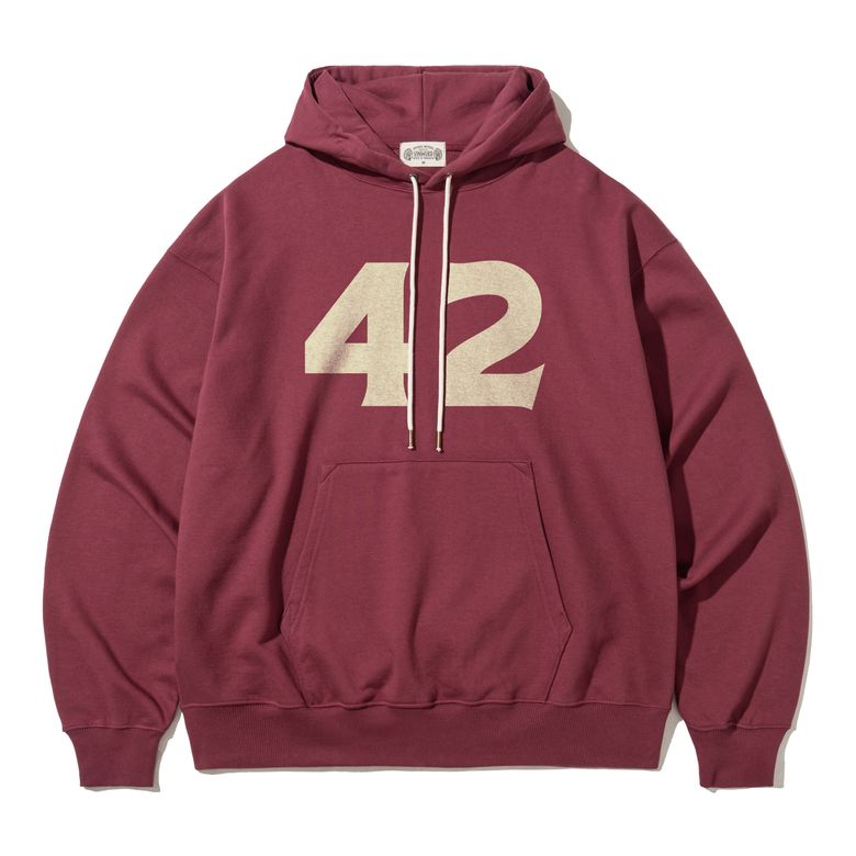 Football Squad Number 42 풋볼 빈티지 버건디 헤비웨이트 후디