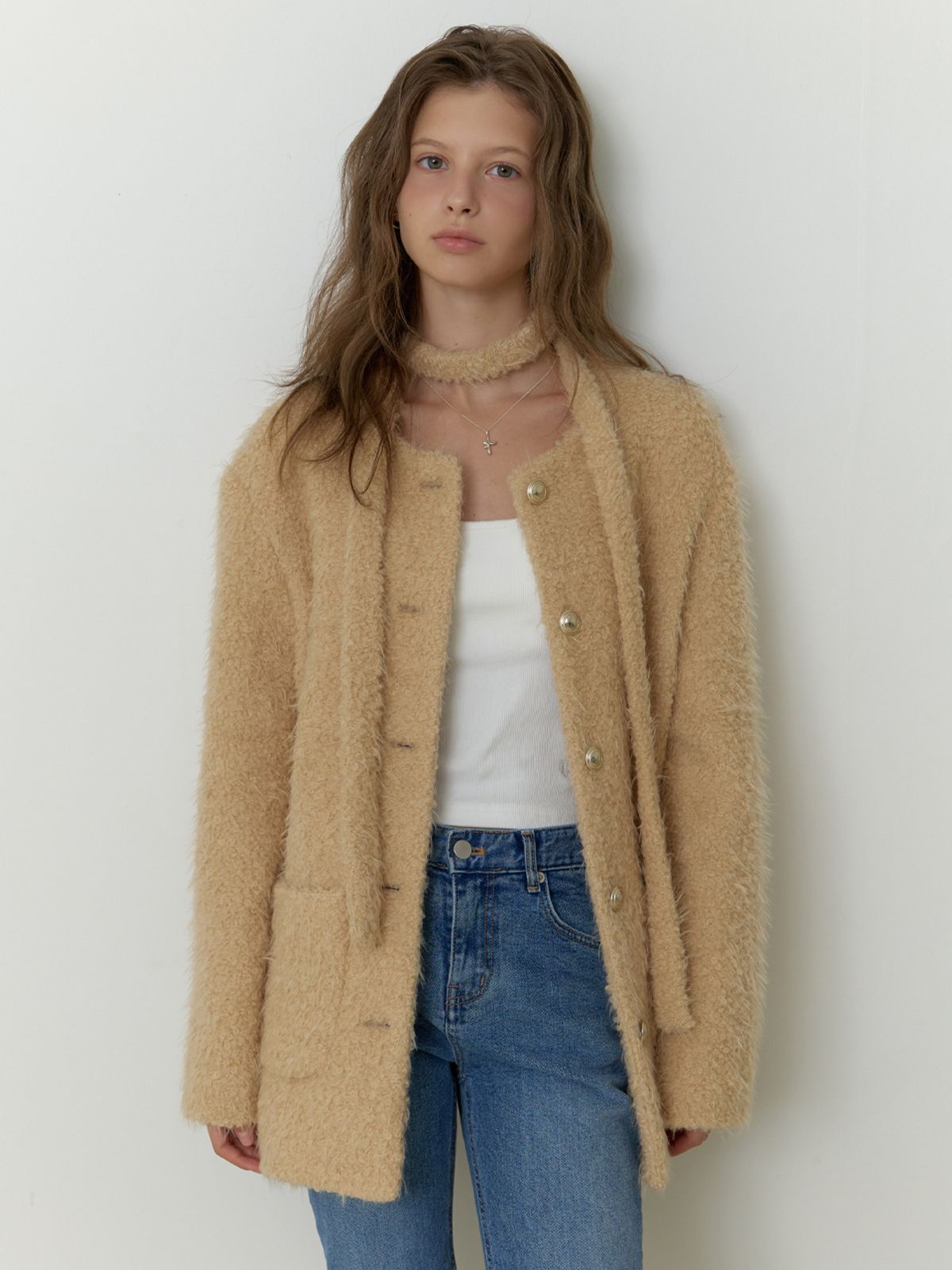 리엘(RE L) Noon tweed wool jacket (beige)