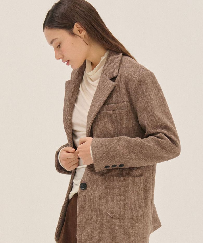 HERRINGBONE WOOL JAKET_BR