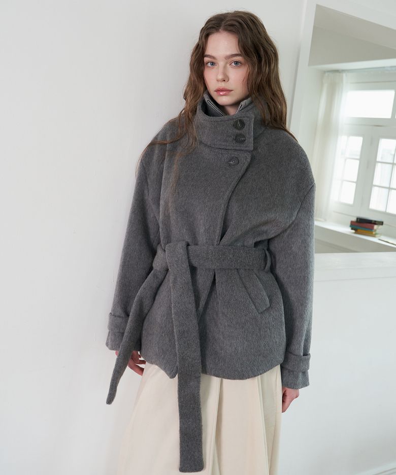 HIGH NECK WOOL100% COAT_CH