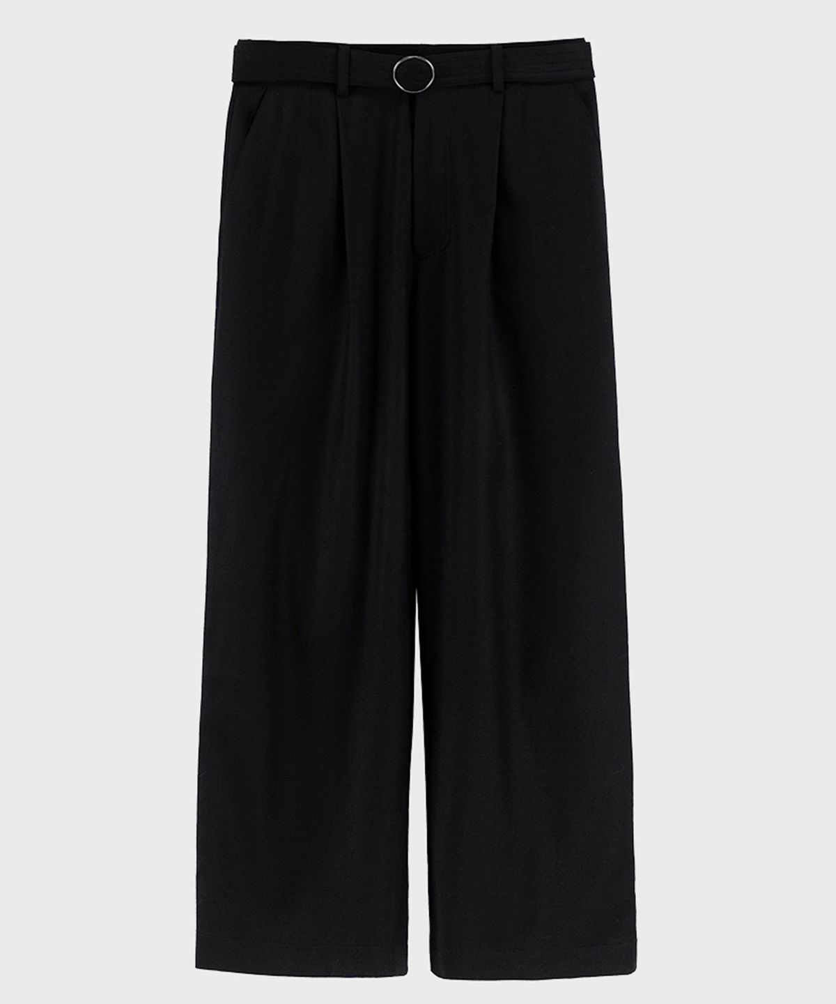 프레프(PREF) BLACK BELTED WIDE WOOL TROUSER