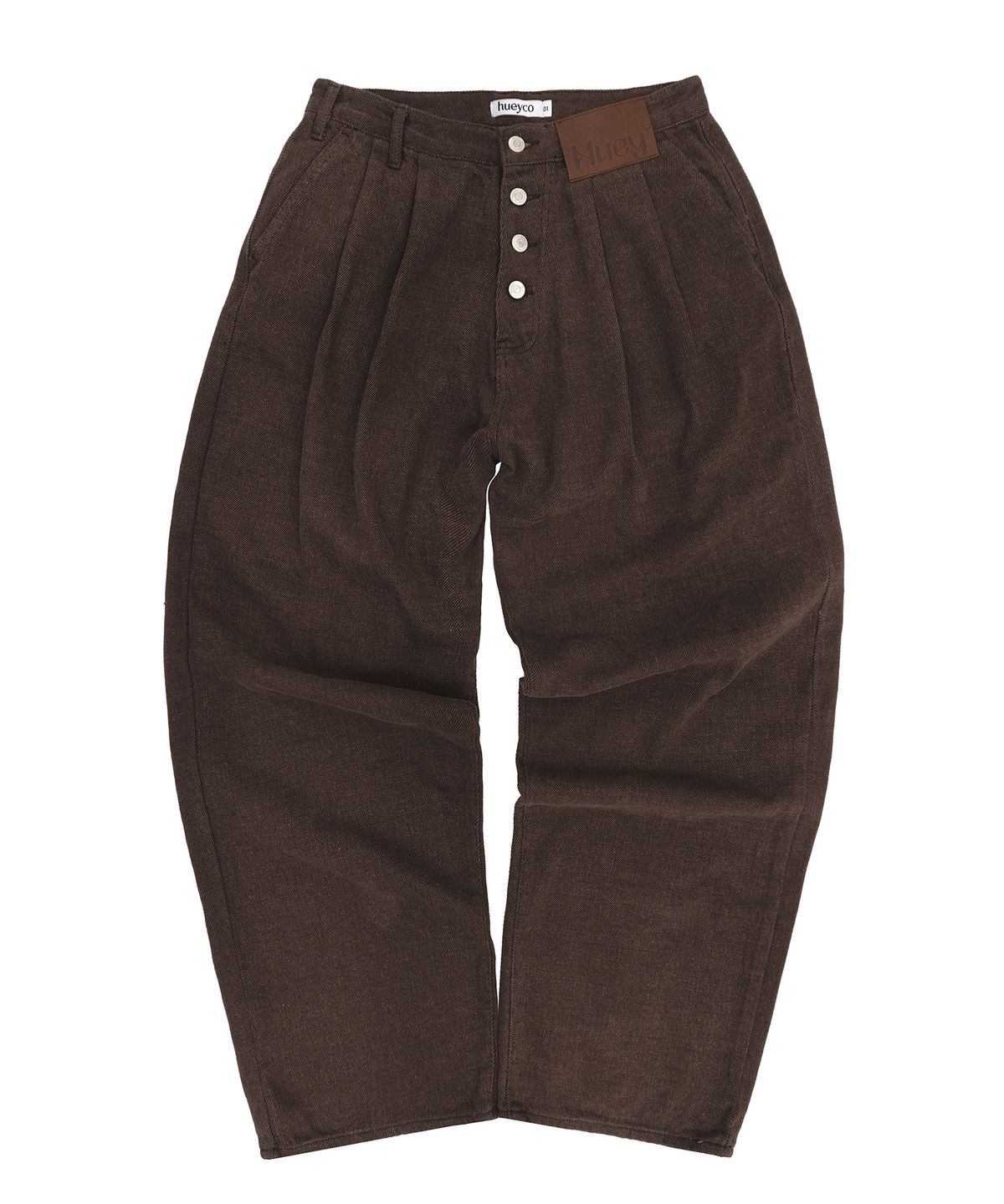 휴이(HUEY) Receipt Washed Curved Pants Brown