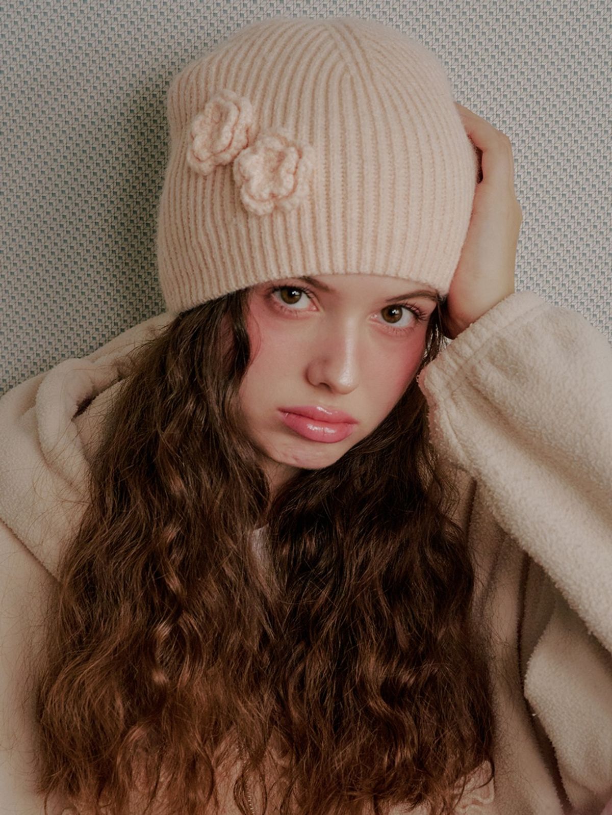 마크모크(MAC MOC) Cote beanie_니트 코사지 플라워 비니_6color