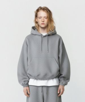 스트링 오버핏 후드 - 멜란지