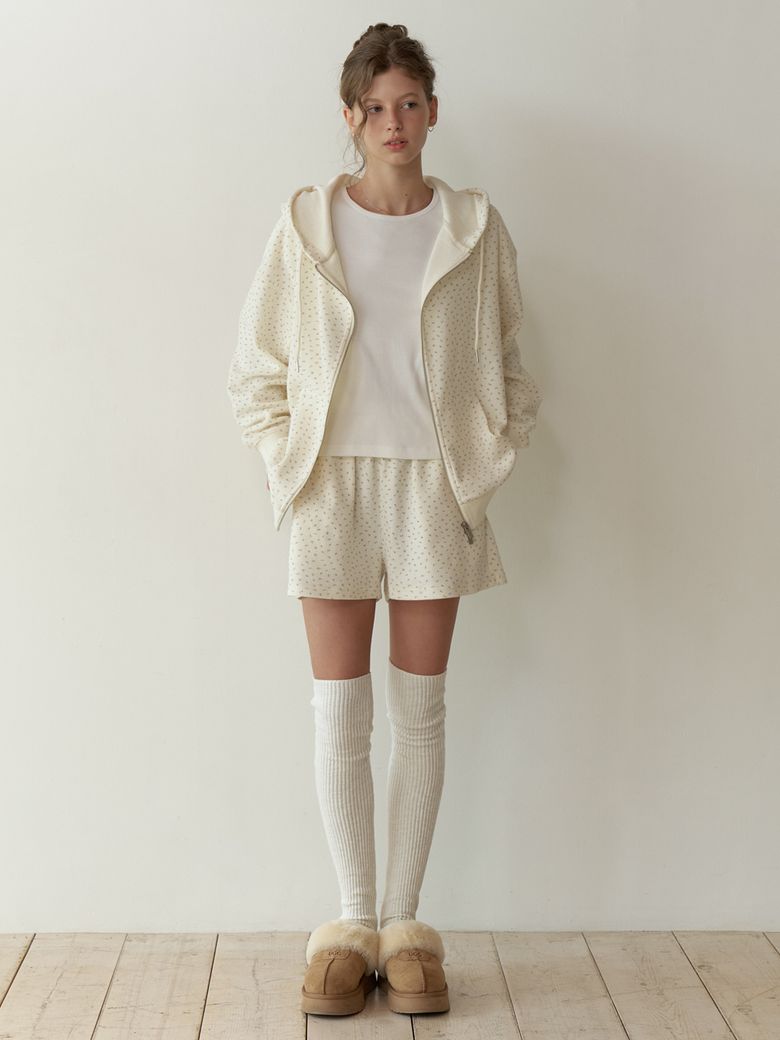 Flowered waffle shorts (cream)