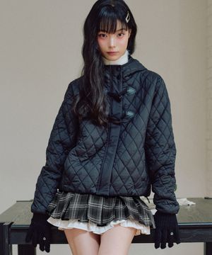 헤이즈 경량 후드 숏 패딩 [BLACK]