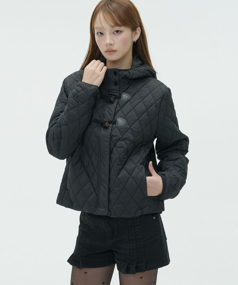 헤이즈 경량 후드 숏 패딩 [BLACK]