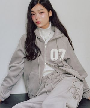 클로이 벨로아 후드 집업 [LIGHT GREY]