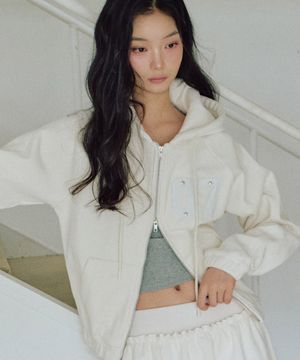 클로이 벨로아 후드 집업 [IVORY]