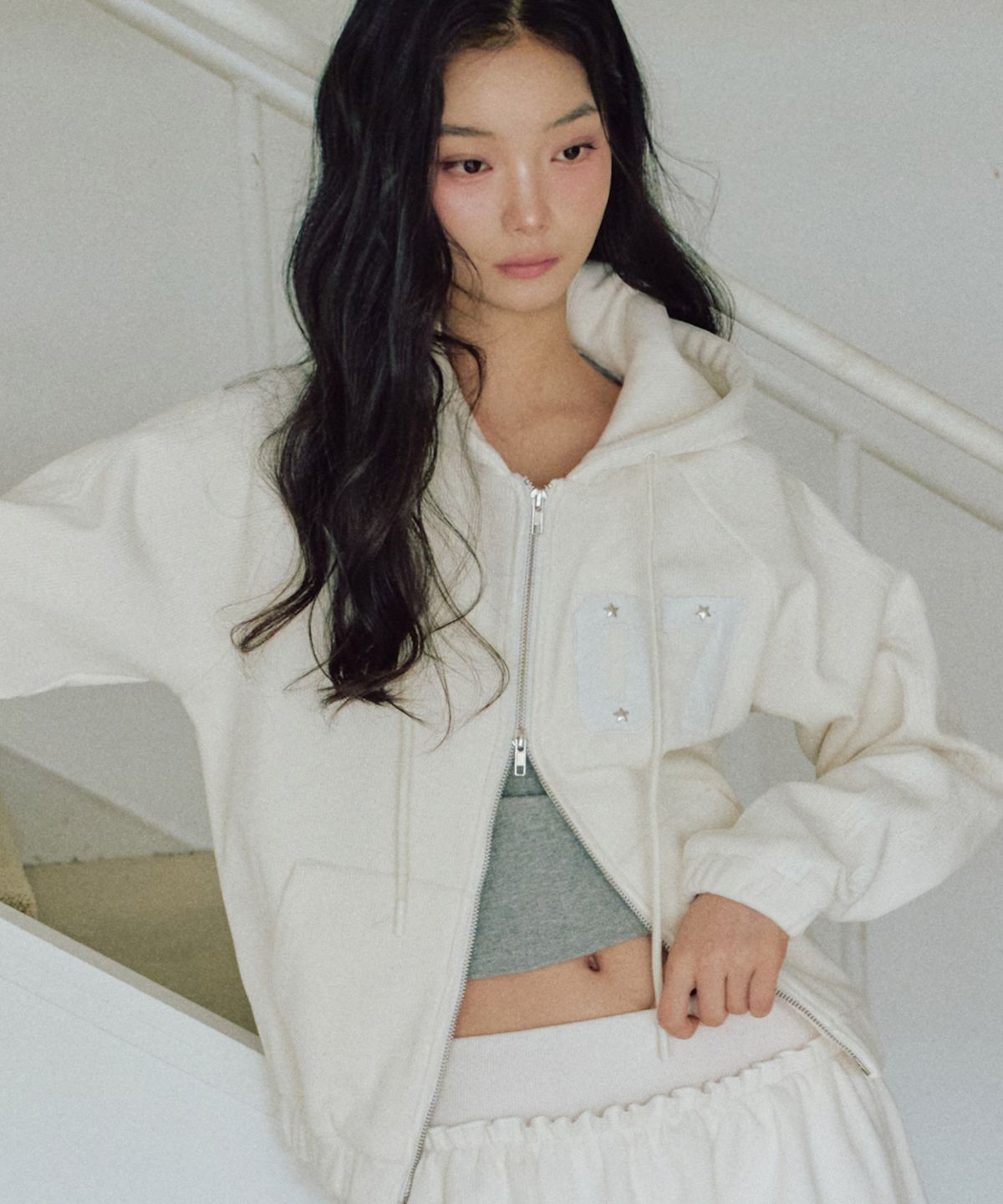 제로플래닛(ZEROPLANET) 클로이 벨로아 후드 집업 [IVORY]