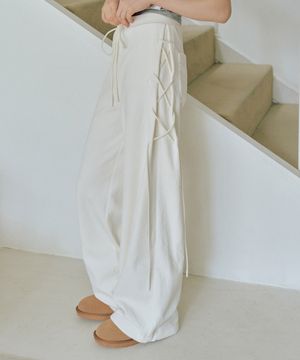 클로이 벨로아 레이스업 팬츠 [IVORY]