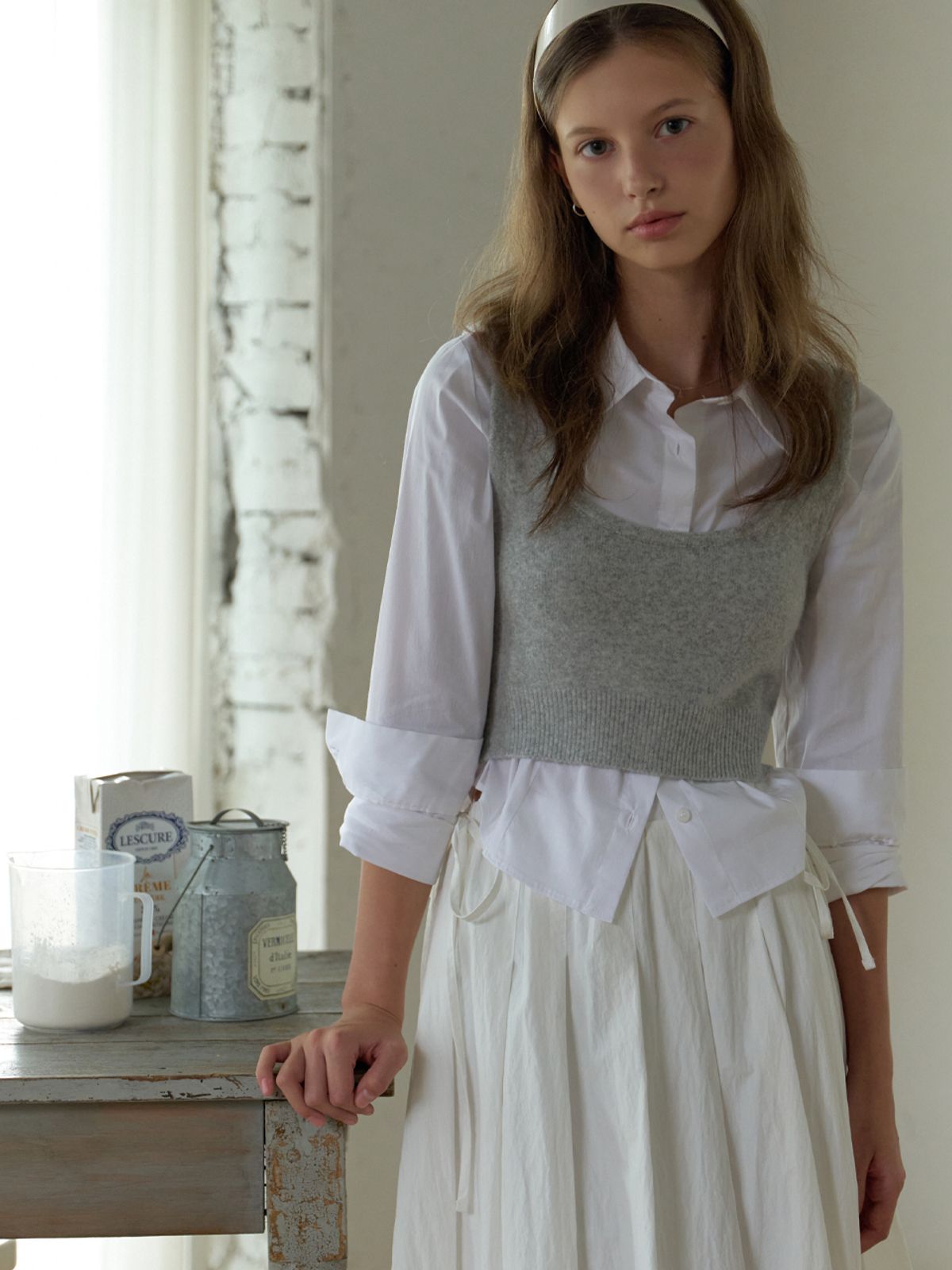 리엘(RE L) Peche knit vest (gray)