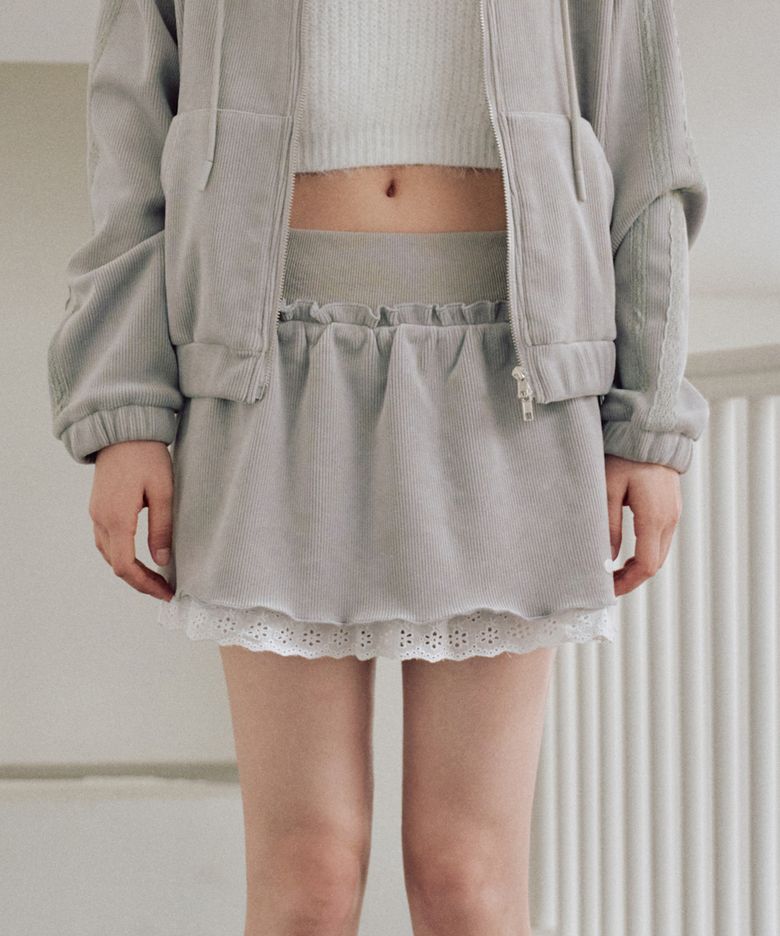 클로이 벨로아 스커트 팬츠 [LIGHT GREY]