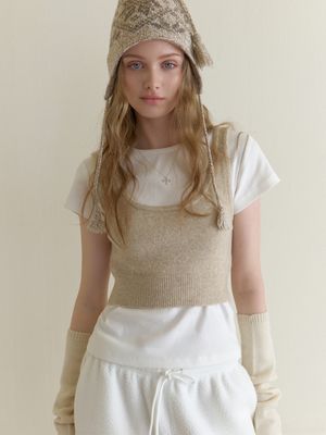 Peche knit vest (beige)