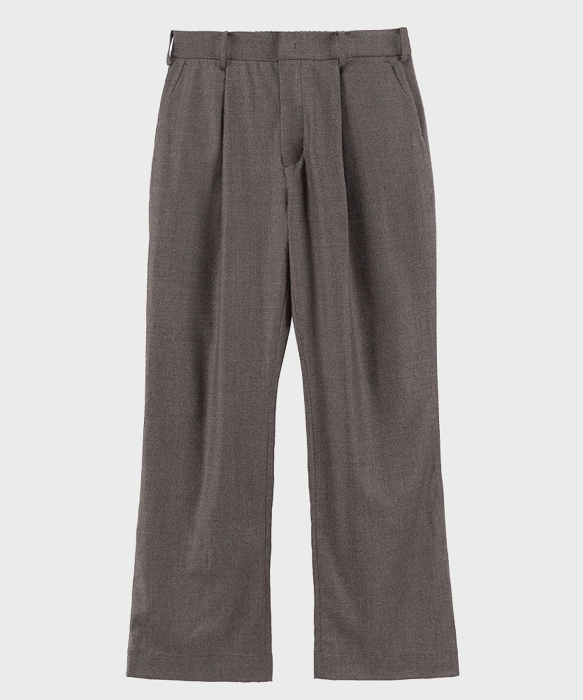 프레프(PREF) TAUPE SINGLE PLEAT FLARED WOOL TROUSERS