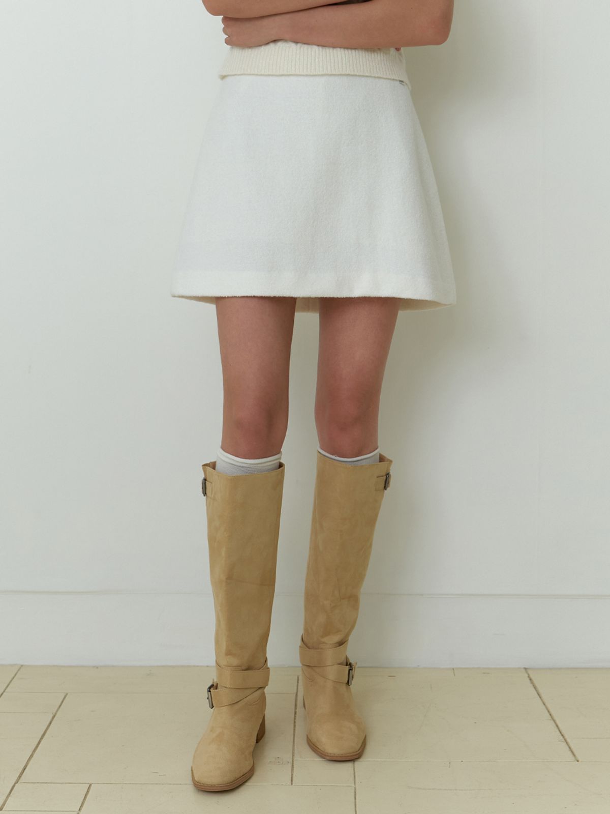 리엘(RE L) Oa wool mini skirt (ivory)