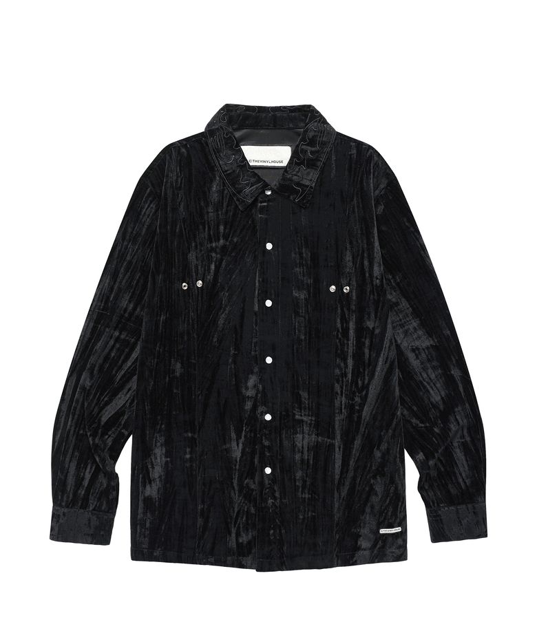 EMBROIDERY VELOUR SHIRTS BLACK