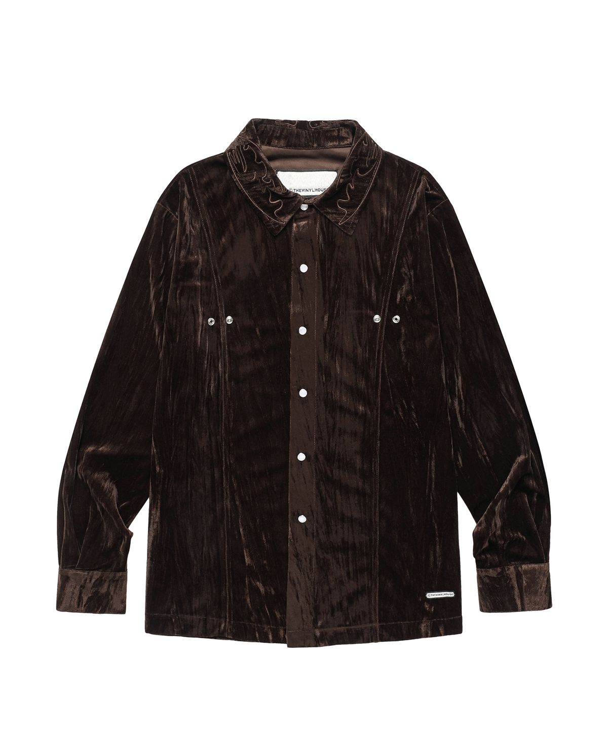 더바이닐하우스(THEVINYLHOUSE) EMBROIDERY VELOUR SHIRTS BROWN