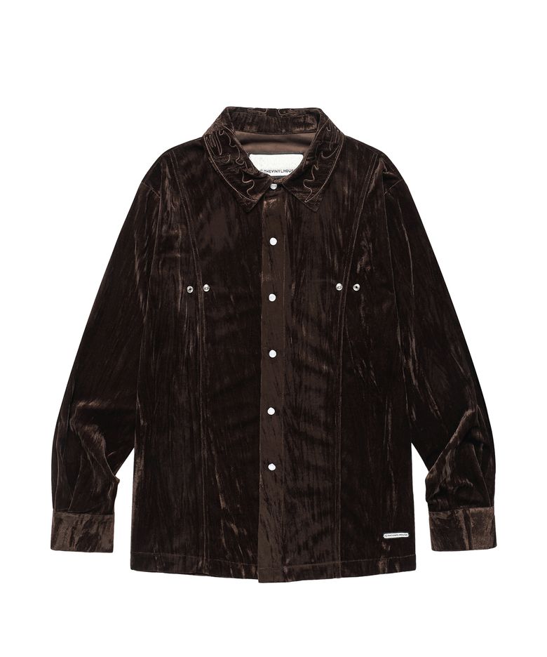 EMBROIDERY VELOUR SHIRTS BROWN