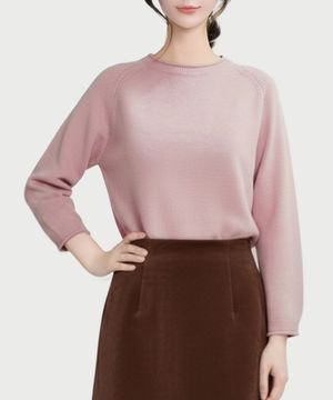 밀라 편하게 입는 여성 라운드넥 니트 스웨터_핑크