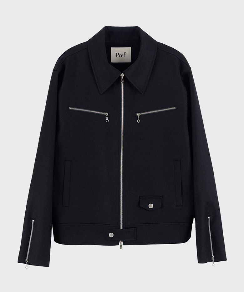 BLACK WOOL SINGLE RIDER JACKET