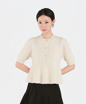 프린세스 퍼프소매 A라인 반팔니트_아이보리