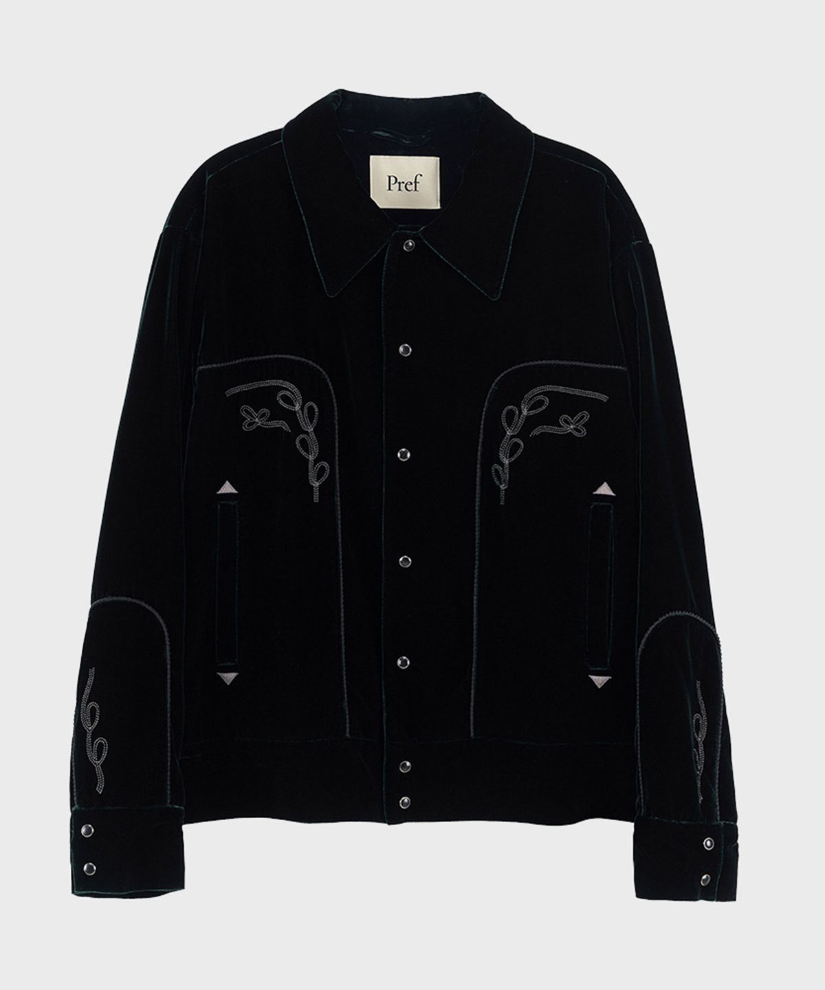 프레프(PREF) DEEP GREEN VELVET ROCKABILLY JACKET