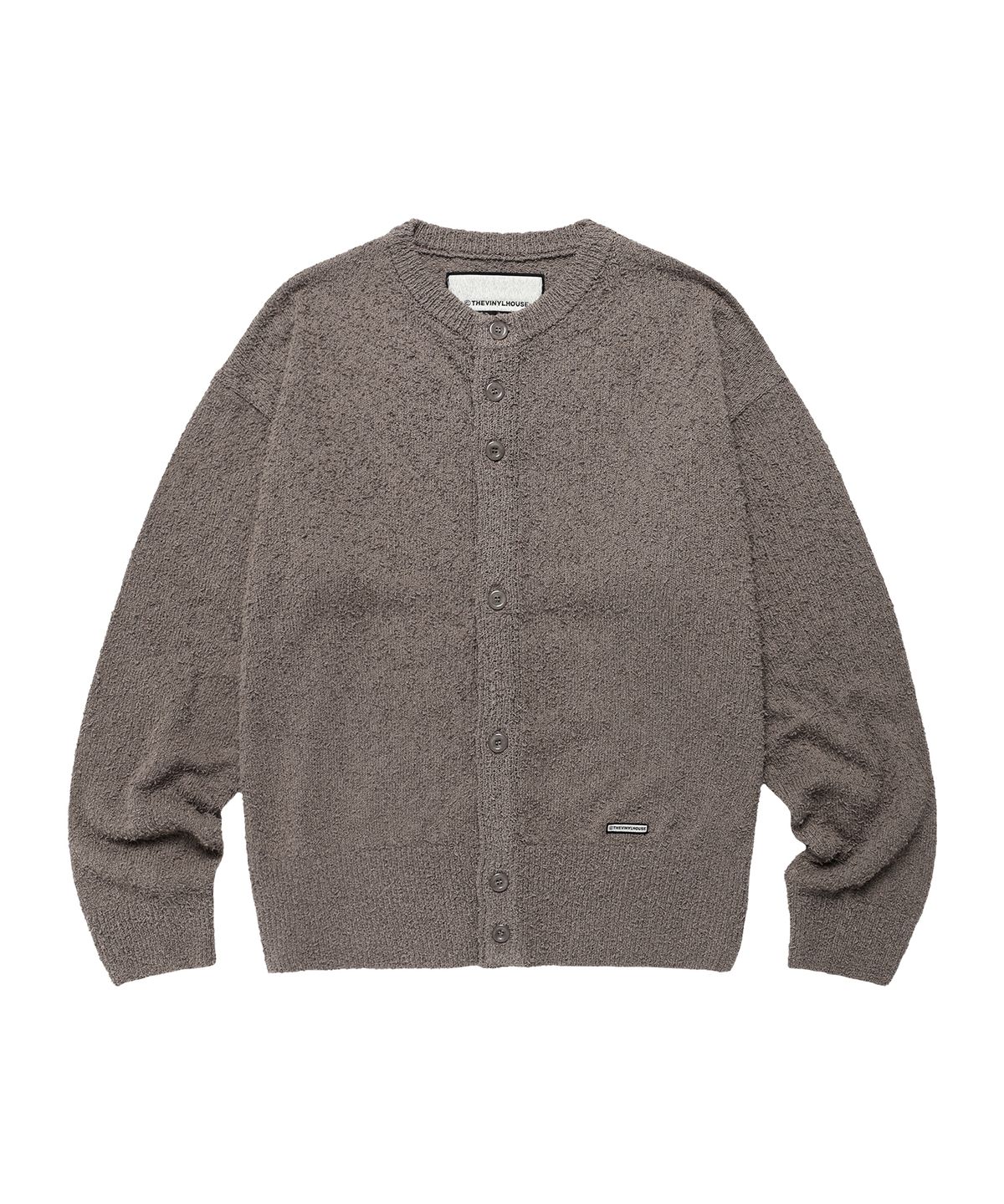 더바이닐하우스(THEVINYLHOUSE) ROUND NECK CARDIGAN BROWN