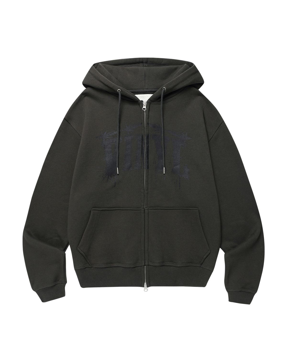 더바이닐하우스(THEVINYLHOUSE) GRAPHIC HOODIE ZIP-UP CHARCOAL