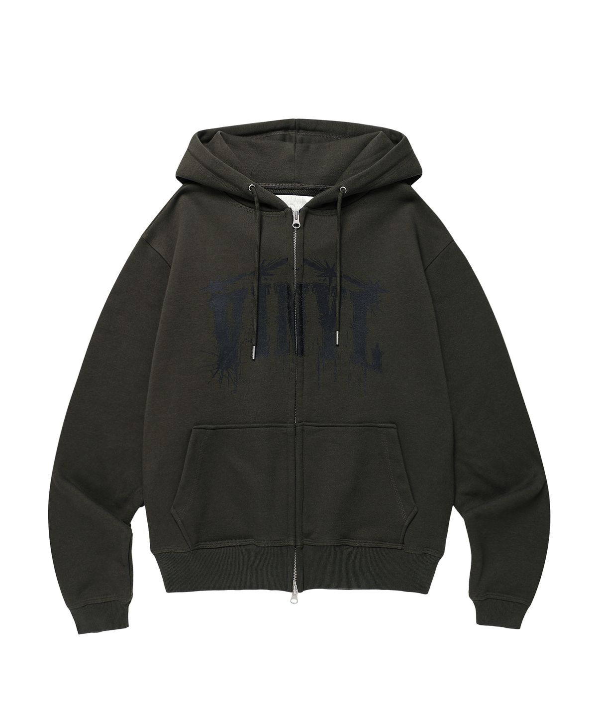 더바이닐하우스(THEVINYLHOUSE) GRAPHIC HOODIE ZIP-UP KHAKI