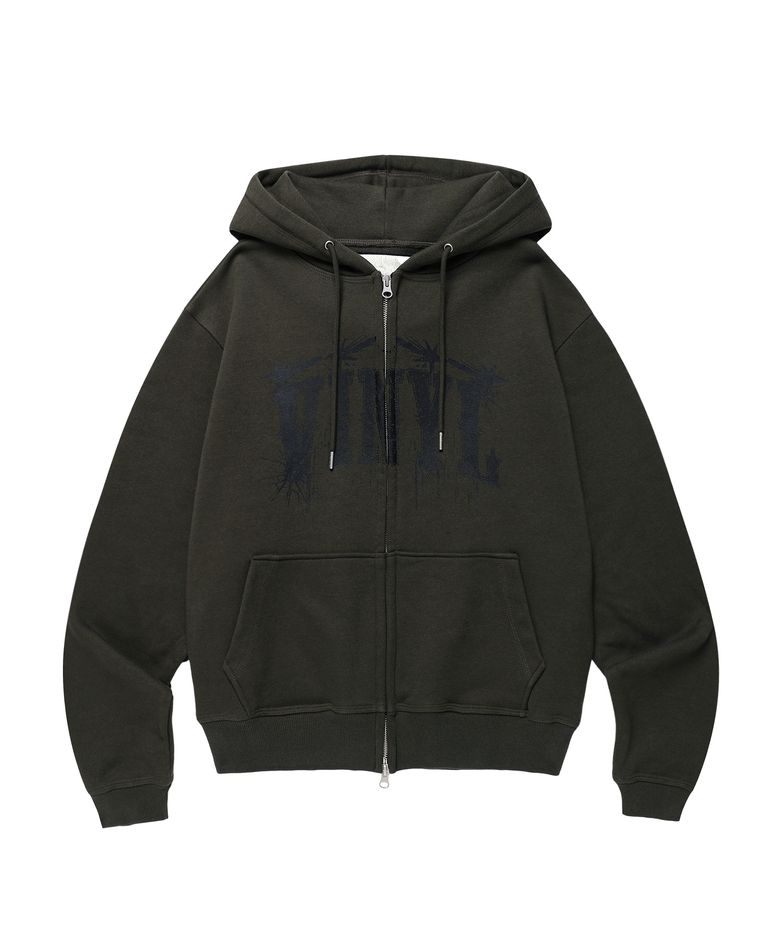 GRAPHIC HOODIE ZIP-UP KHAKI