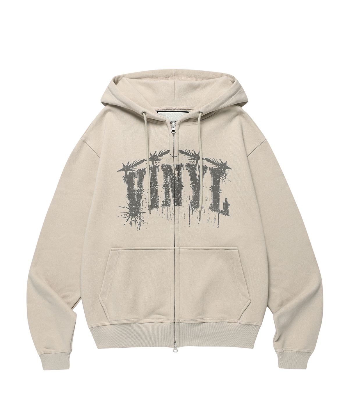 더바이닐하우스(THEVINYLHOUSE) GRAPHIC HOODIE ZIP-UP BEIGE