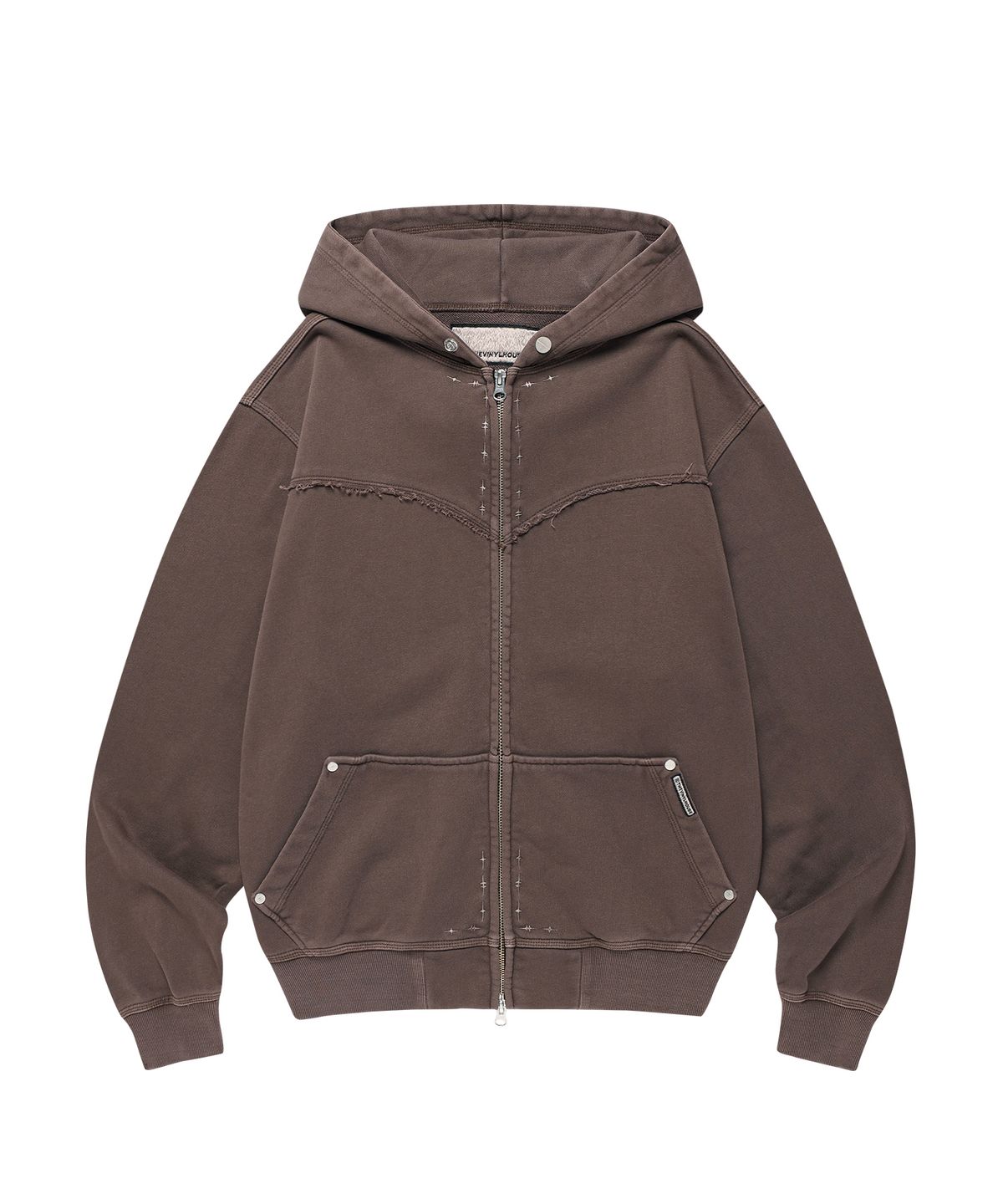 더바이닐하우스(THEVINYLHOUSE) DYED HOODIE ZIP-UP BROWN