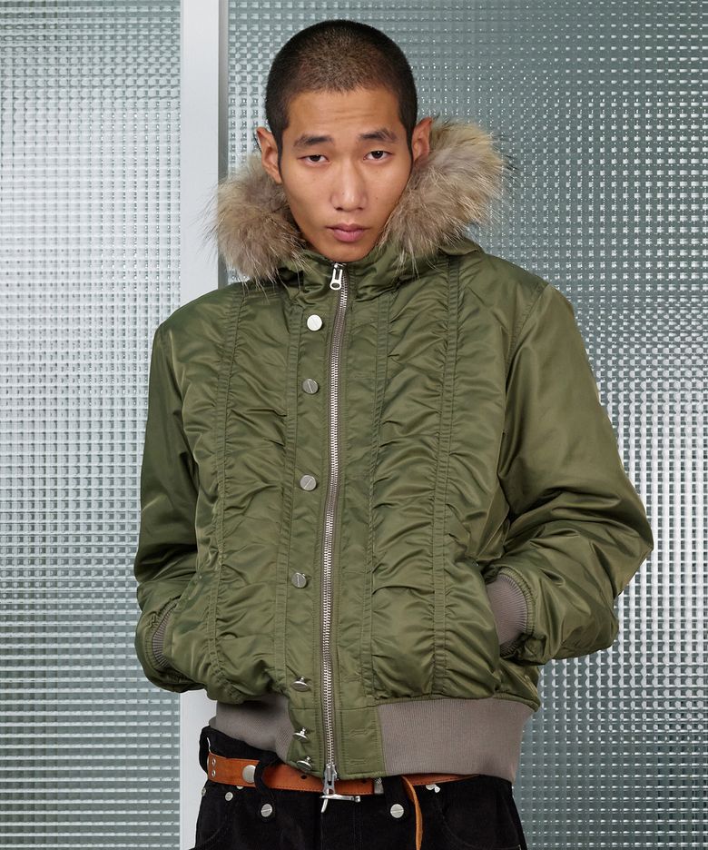FUR HOODED MA-1 JACKET KHAKI
