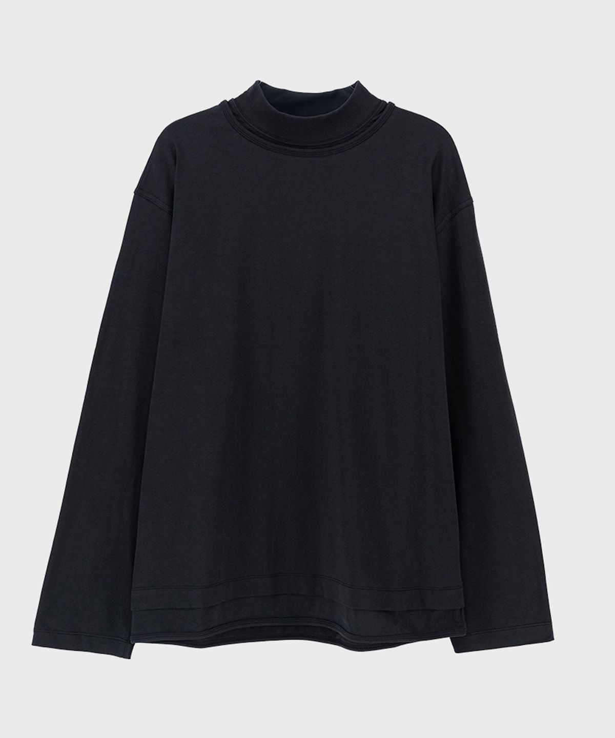 프레프(PREF) BLACK LAYERD MOCK NECK TOP