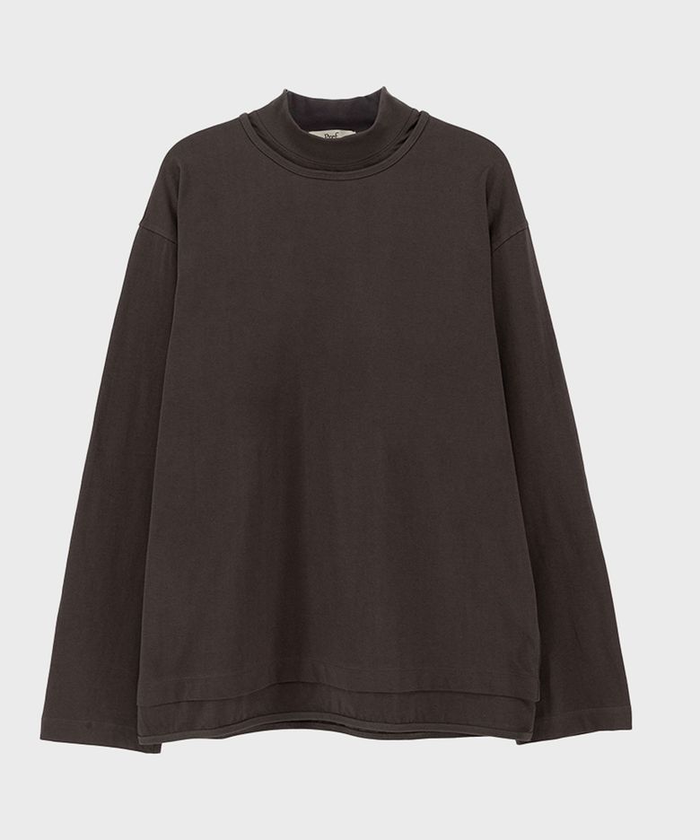 BROWN LAYERD MOCK NECK TOP