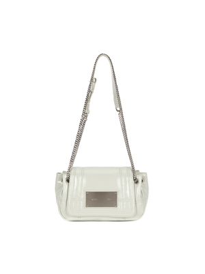 GLOSSY QUILTING SMALL CHAIN BAG IN LIGHT GREY