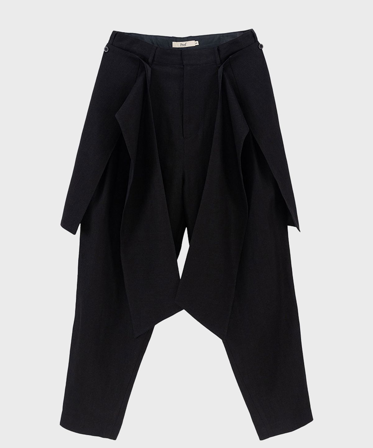 프레프(PREF) BLACK LINEN HERRINGBONE SKIRT TROUSER