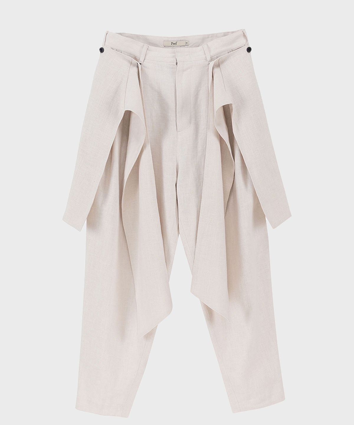 프레프(PREF) WHITE LINEN HERRINGBONE SKIRT TROUSER