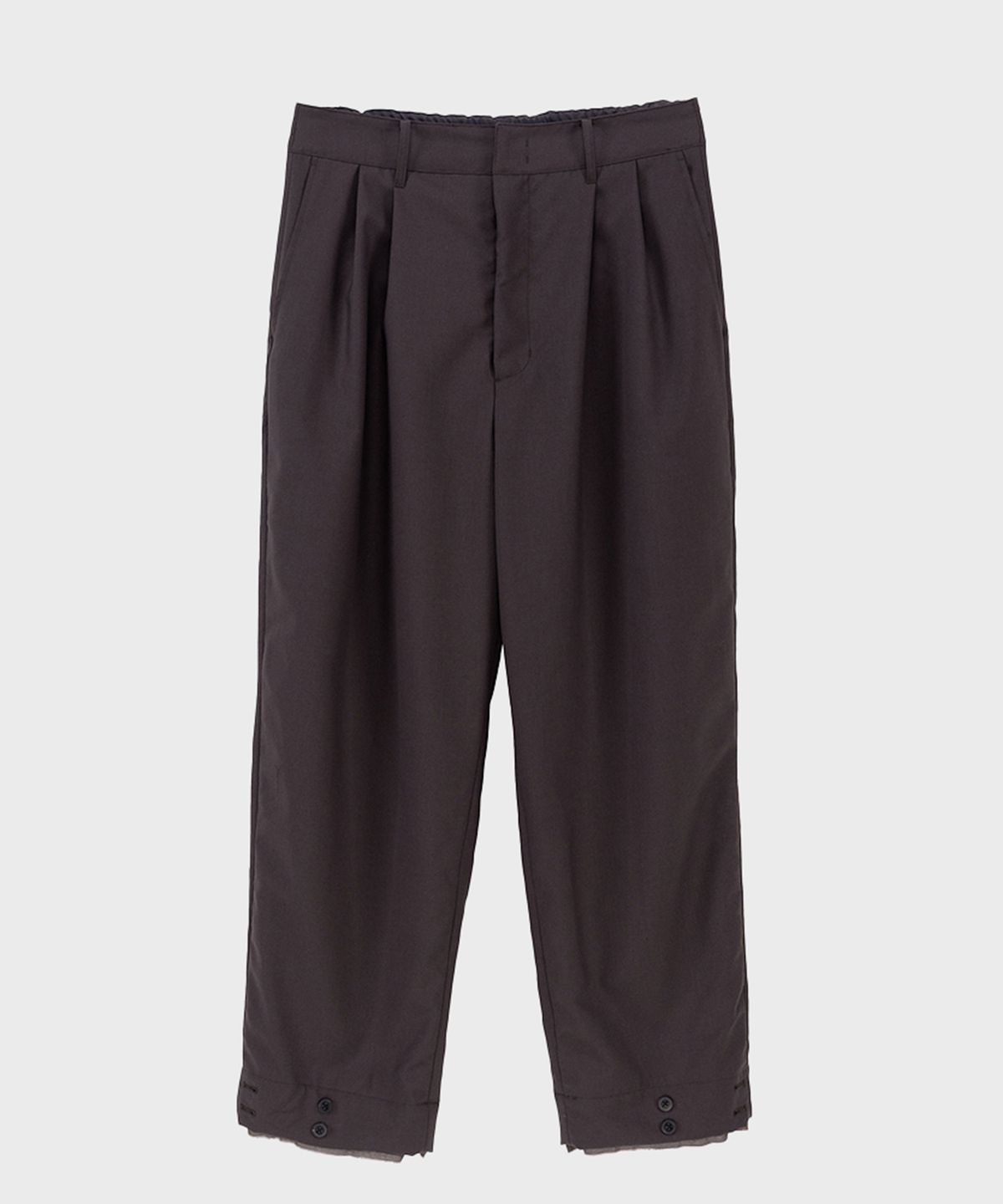 프레프(PREF) BROWN RAW EDGE CUFFED WOOL TROUSER
