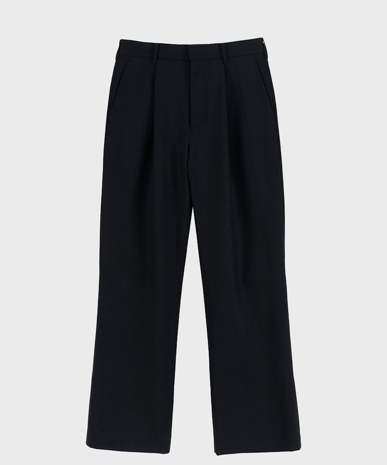 BLACK FLARED TROPICAL WOOL TROUSER