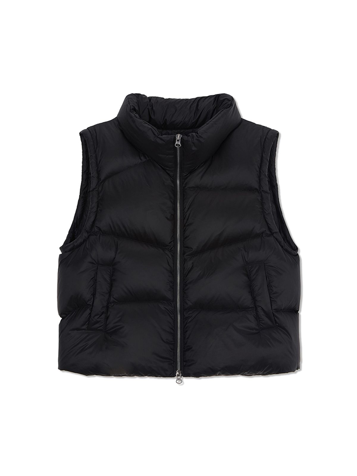 마뗑킴(MATIN KIM) UNBALANCE QUILTED DOWN VEST FOR WOMEN IN BLACK
