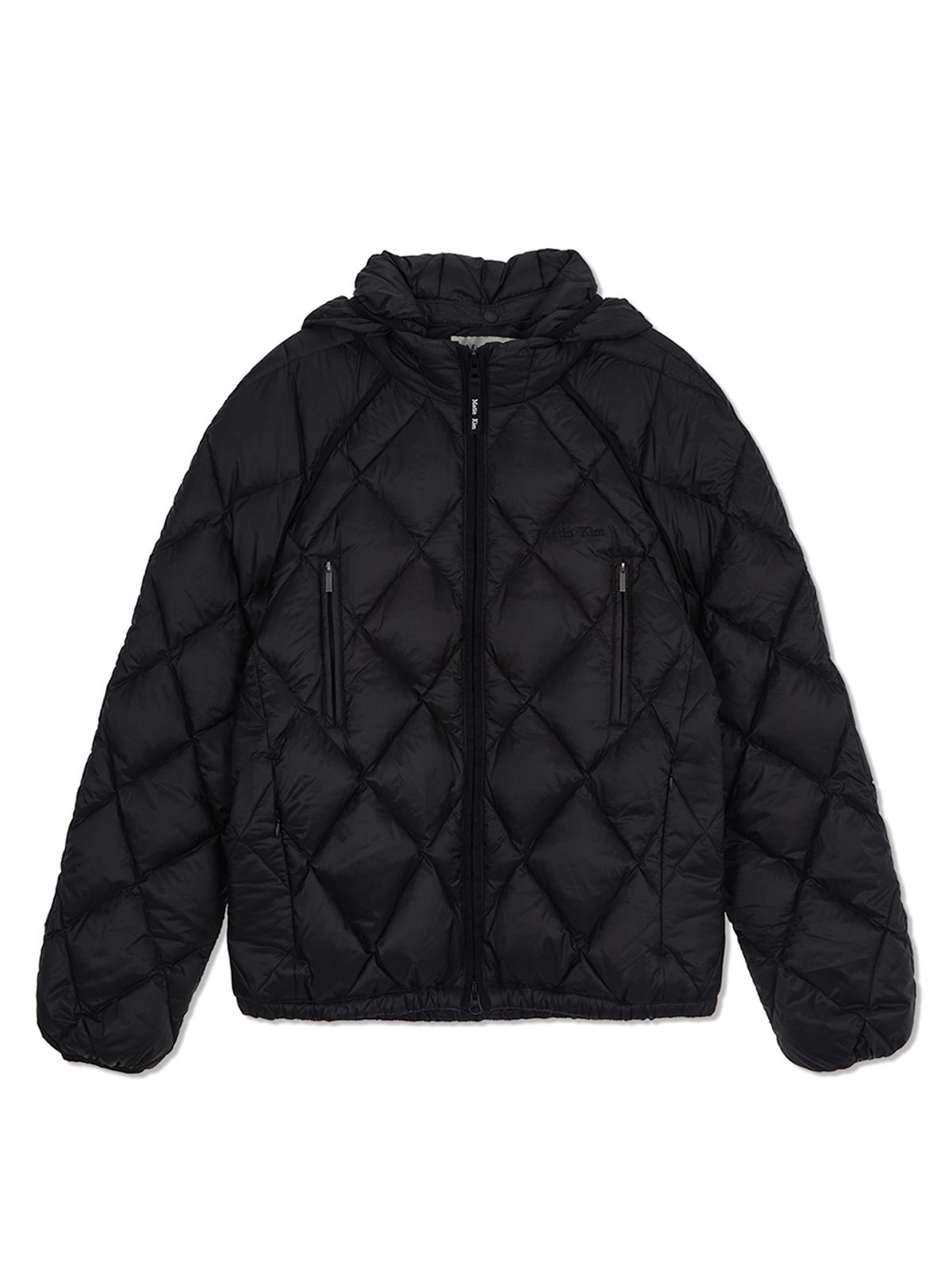 마뗑킴(MATIN KIM) QUILTING HOODY LIGHTWEIGHT JUMPER IN BLACK