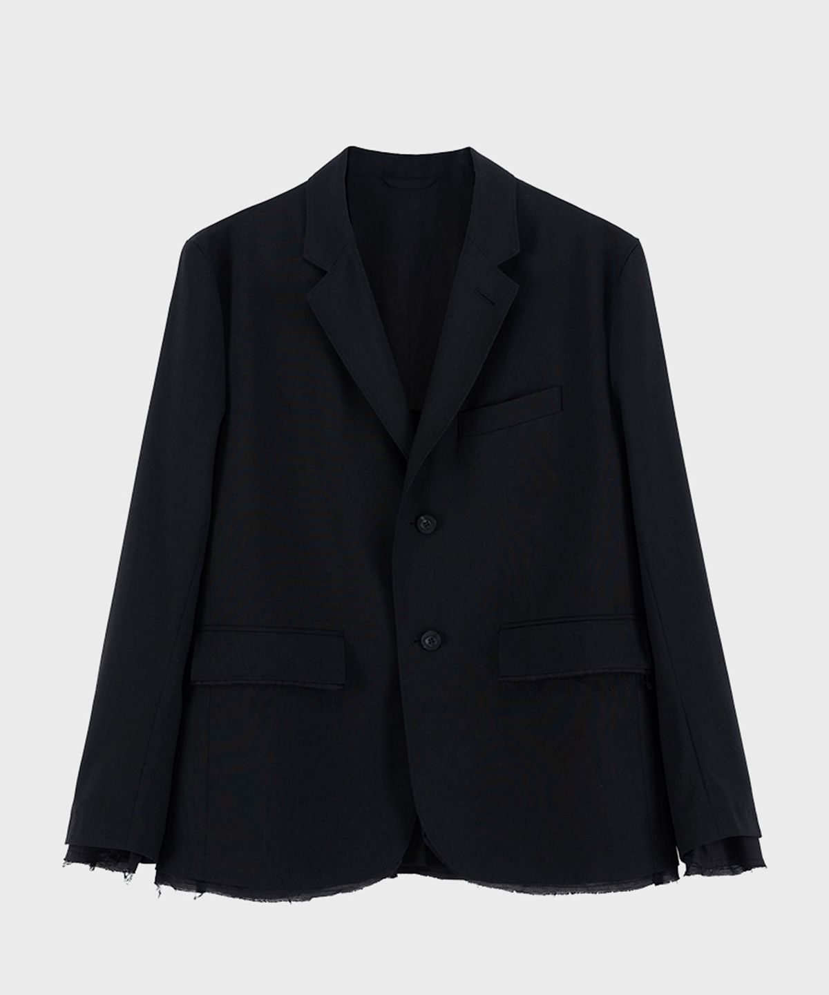 프레프(PREF) BLACK RAW EDGE WOOL BLAZER