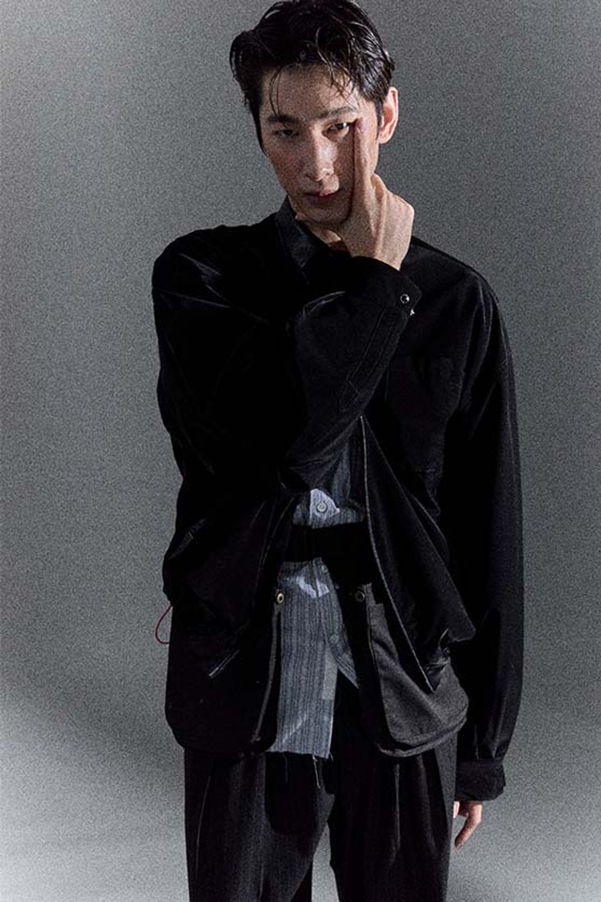 오디너리피플(ORDINARY PEOPLE) Re : Stripe Crest Deconstructed Shirt [GRAY]
