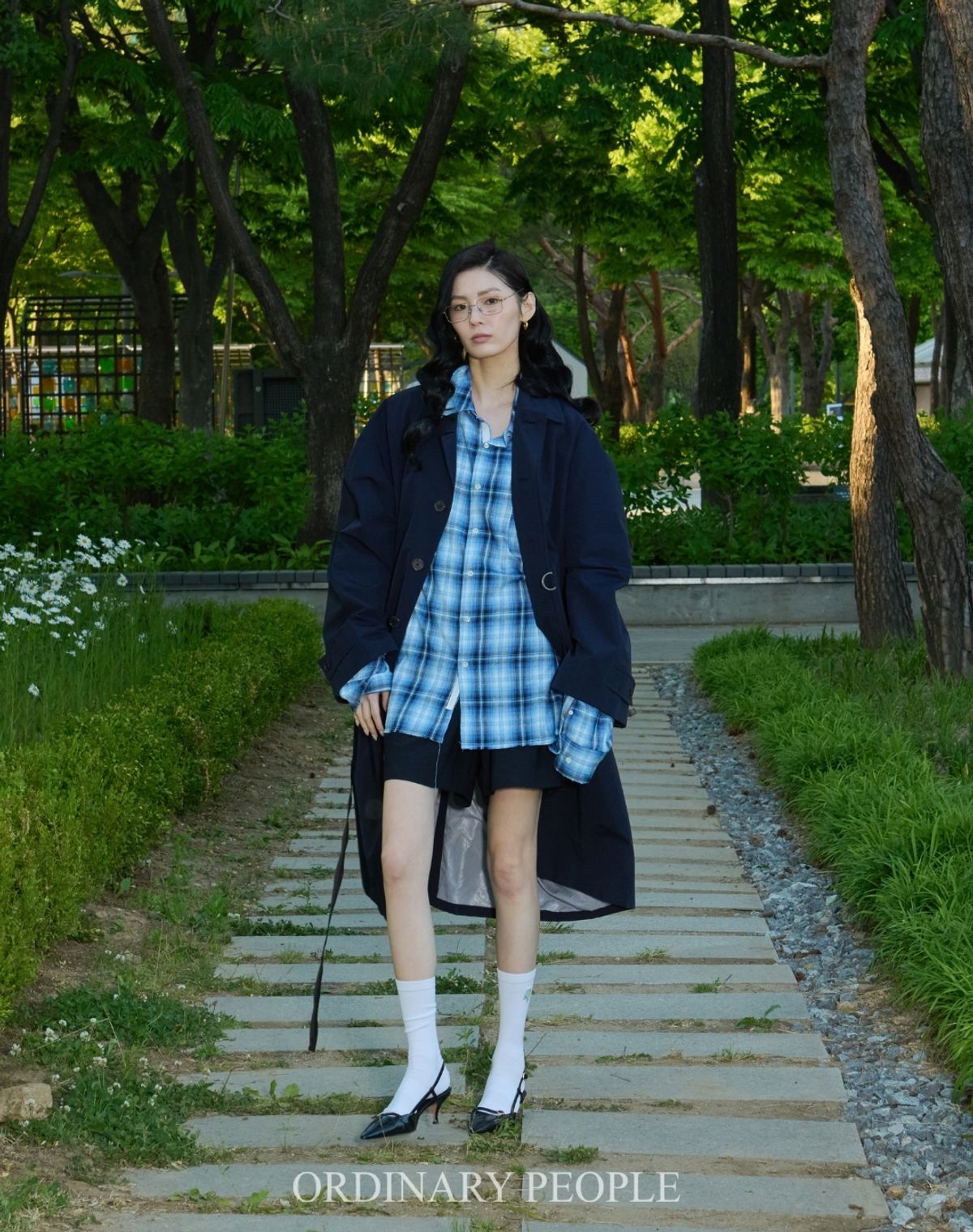 오디너리피플(ORDINARY PEOPLE) Re : Check Crest Deconstructed Shirt [BLUE]